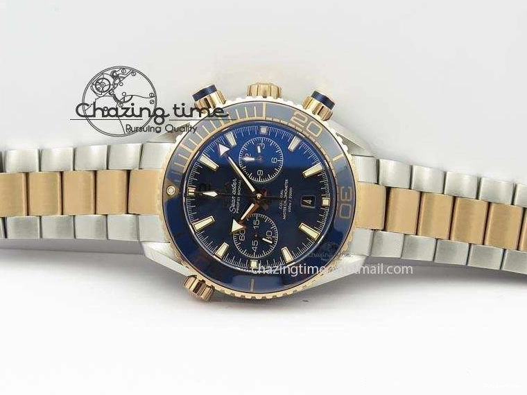 0320 FlexibleFit Seamaster Professional Chrono SS RG Blue Ceramic Blue Dial On SS RG Bracelet A 8211